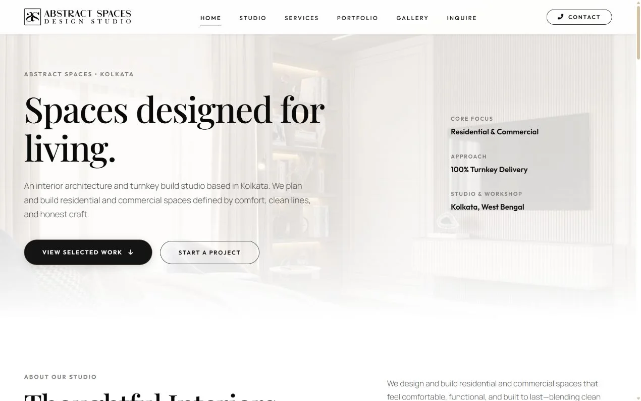 Abstract Spaces website preview