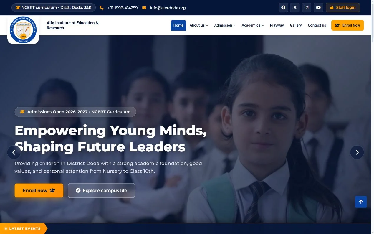Alfa Institute of Education & Research website preview