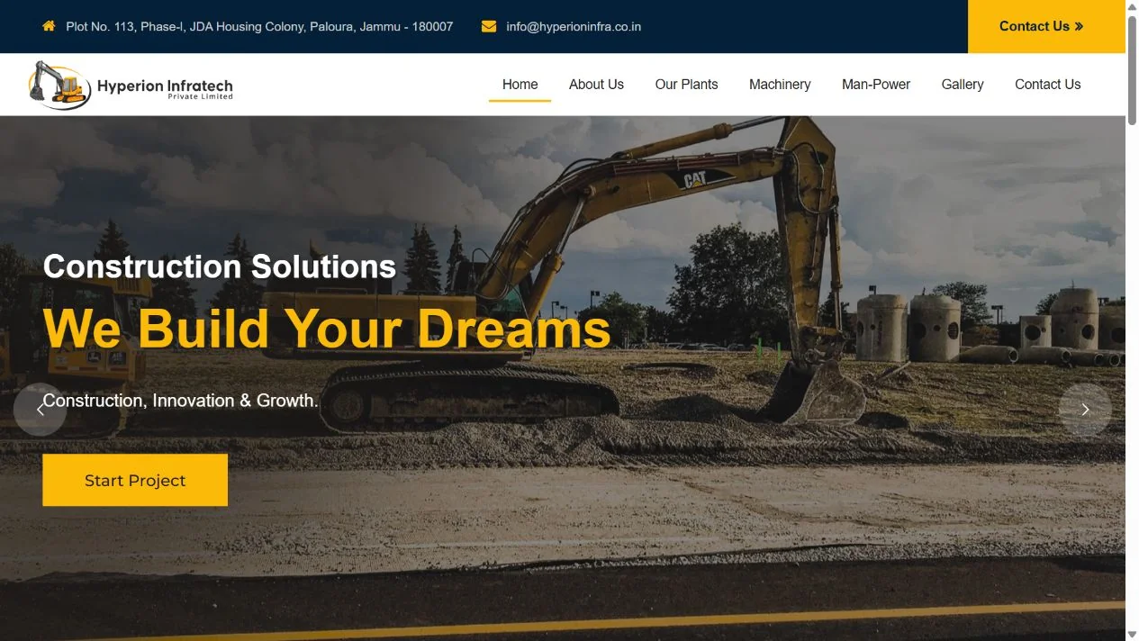 Hyperion Infratech website preview