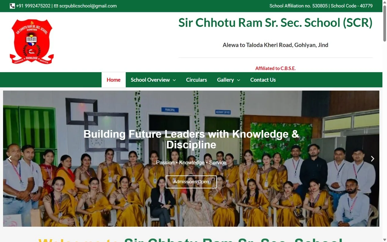 Sir Chhotu Ram School website preview