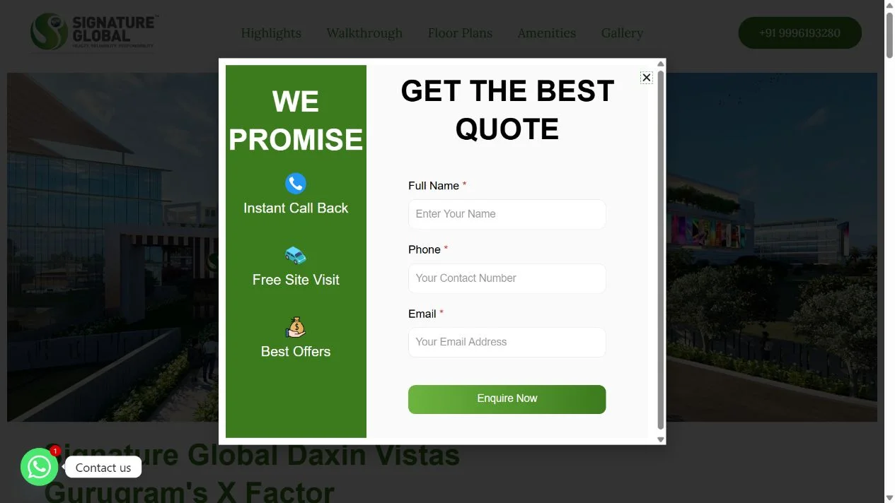 Signature Global Daxin Vistas website preview