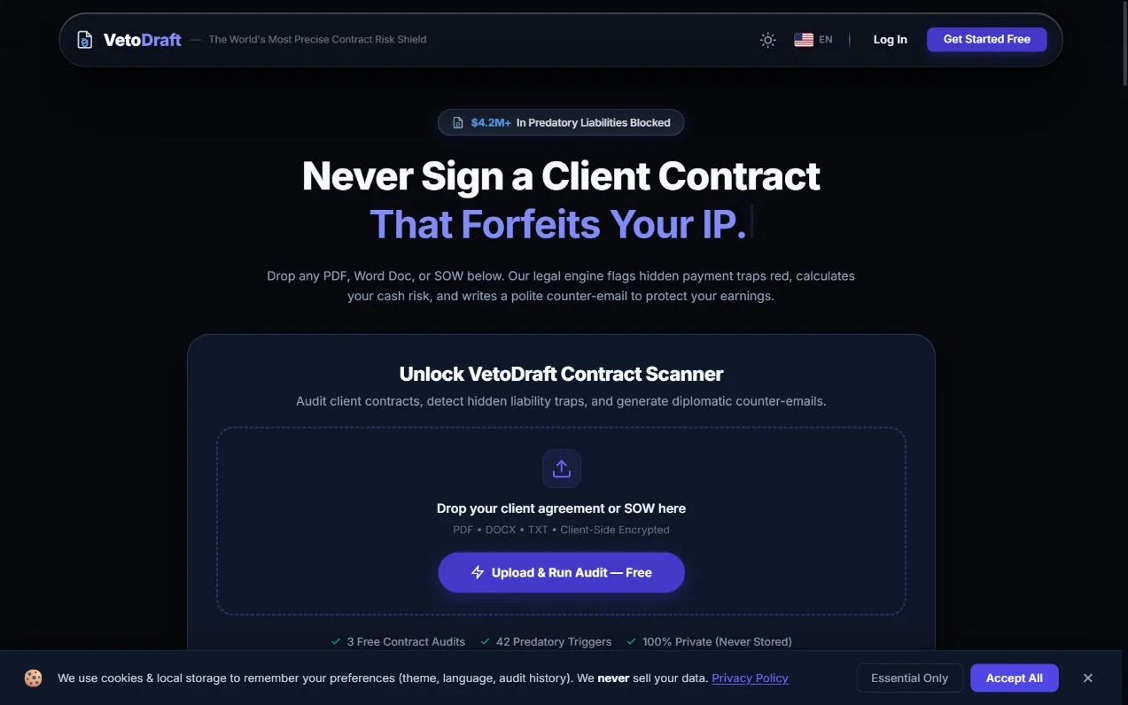 VetoDraft website preview